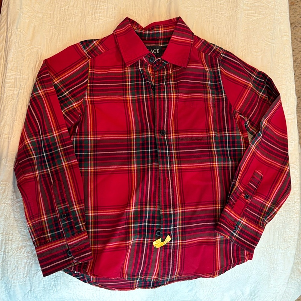 Red Plaid Dress Shirt Size 5/6